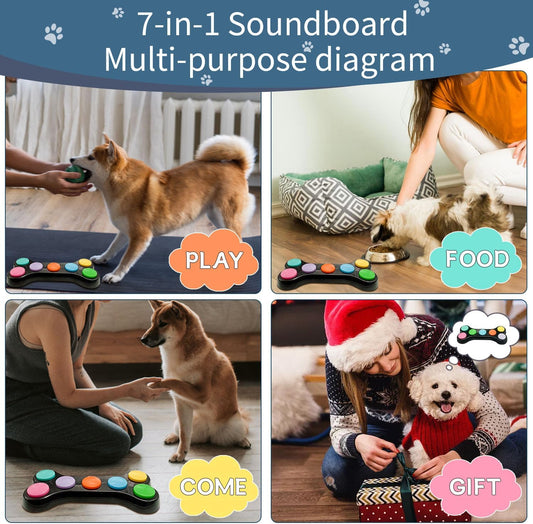 Dog Buttons for Communication with Sticker,7 in 1 Voice Recording Button,Dog Talking Buttons,Pet Buttons,Dog Training & Behavior Aids,Train Your Dog to Voice What They Want